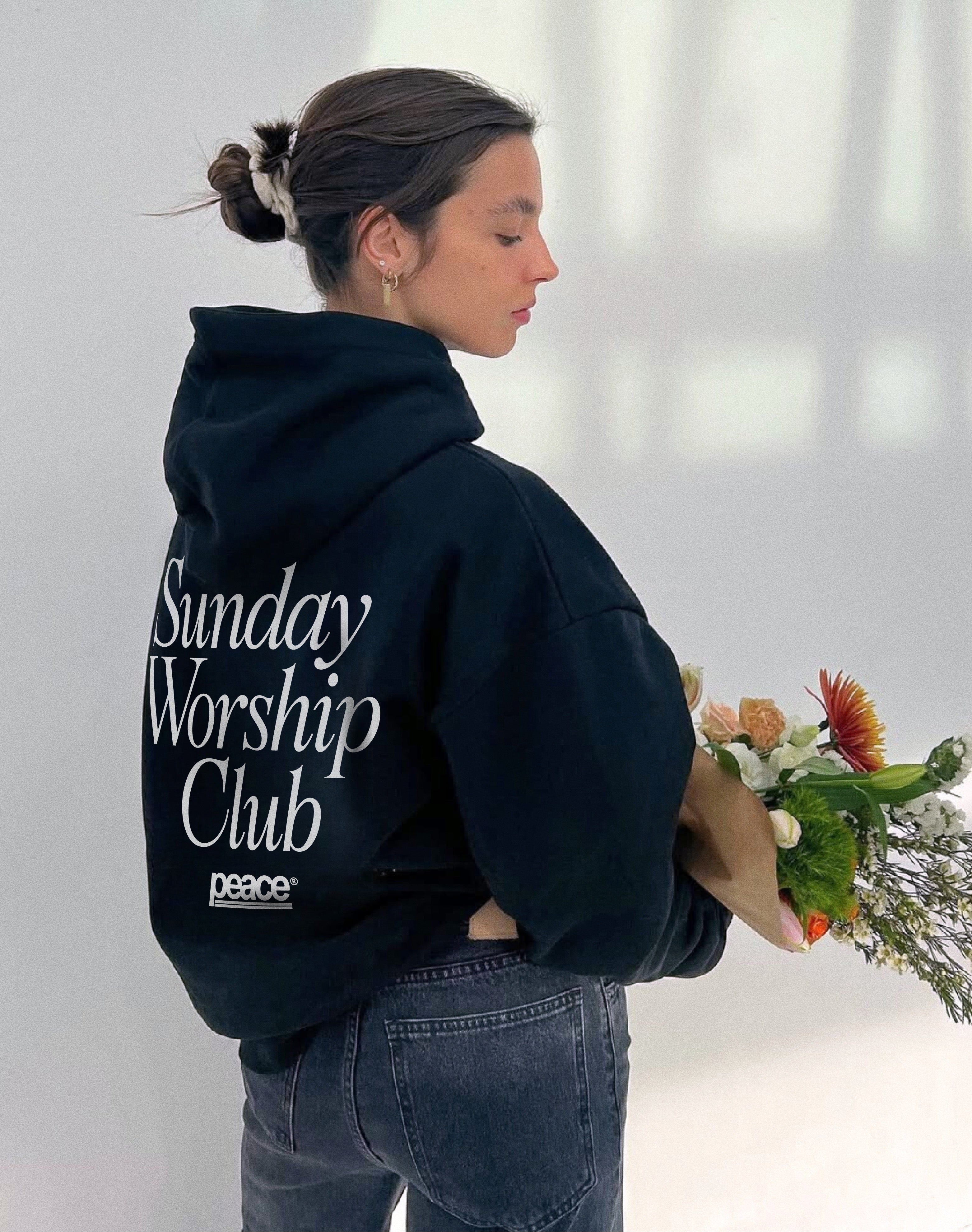 Sunday Worship Club Navy Blue Oversized Heavyweight Hoodie | Peace® ODMPOD
