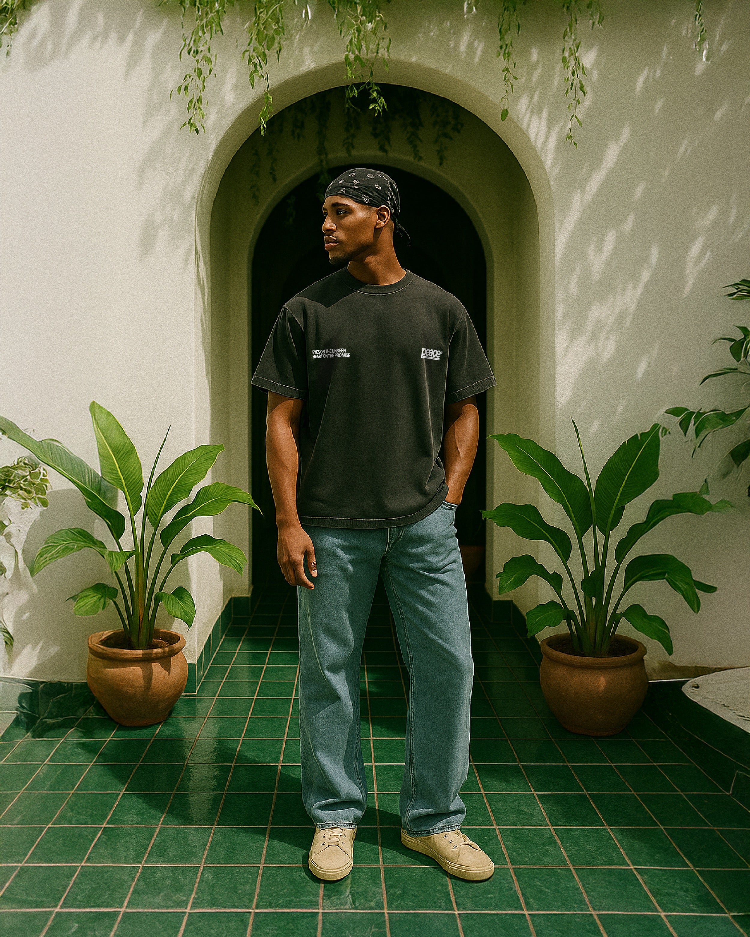 Envision Your Future Black Vintage Heavyweight Loose Fit Tee | Peace®
