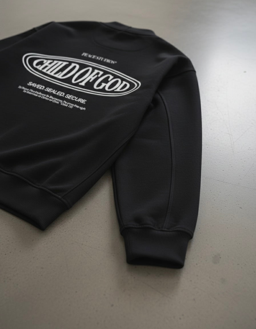 Child of God II Black Essential Heavyweight Sweat Cardigan | Peace®