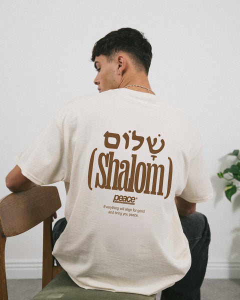 Shalom Official Beige Loose Fit Tee | Peace®