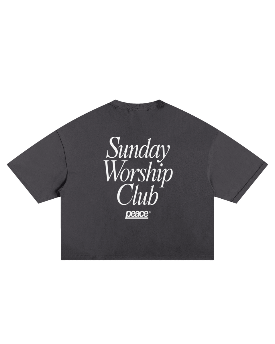 Sunday Worship Club Frayed Boxy Tee Wash Black | Peace®
