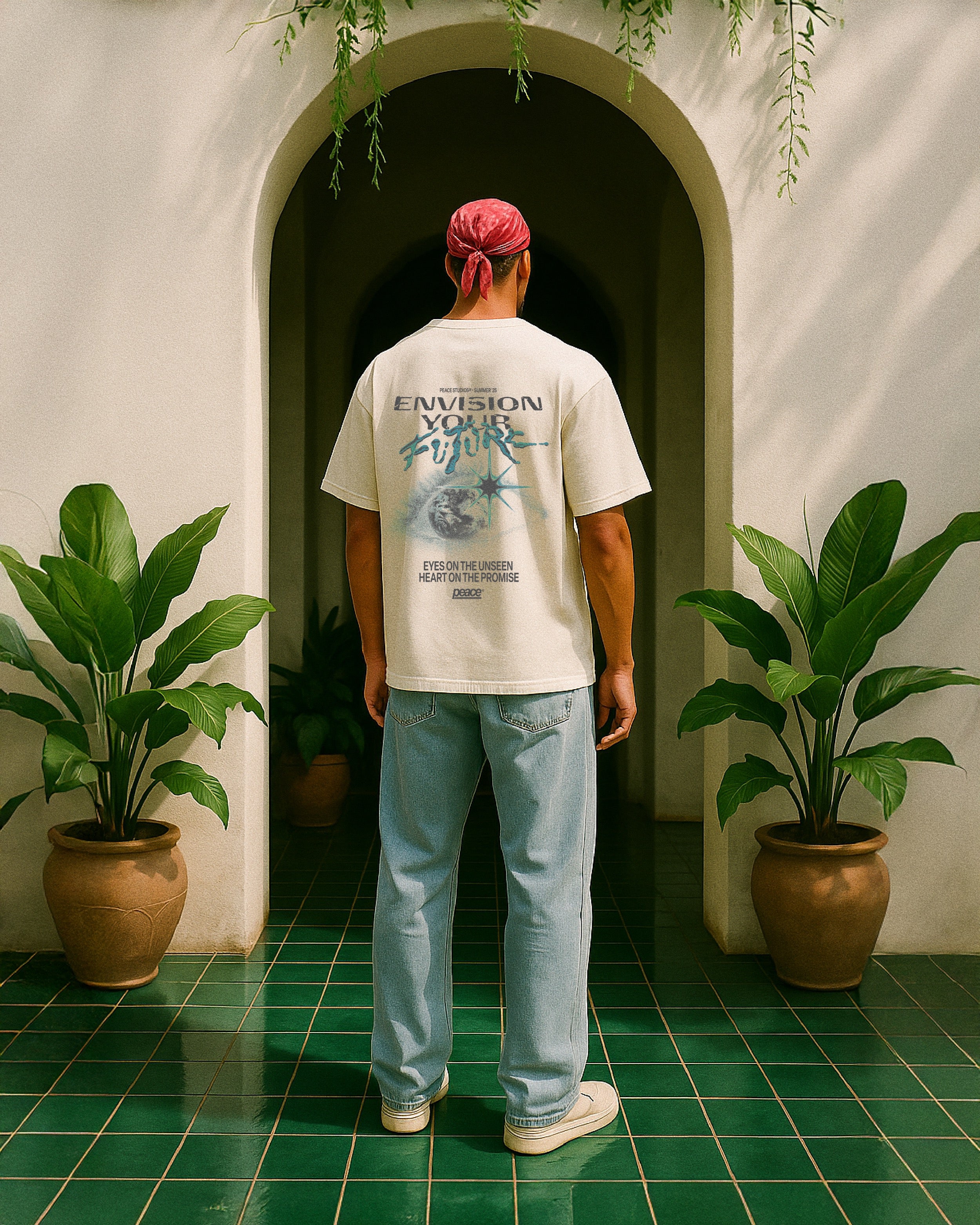 Envision Your Future White Vintage Heavyweight Loose Fit Tee | Peace®