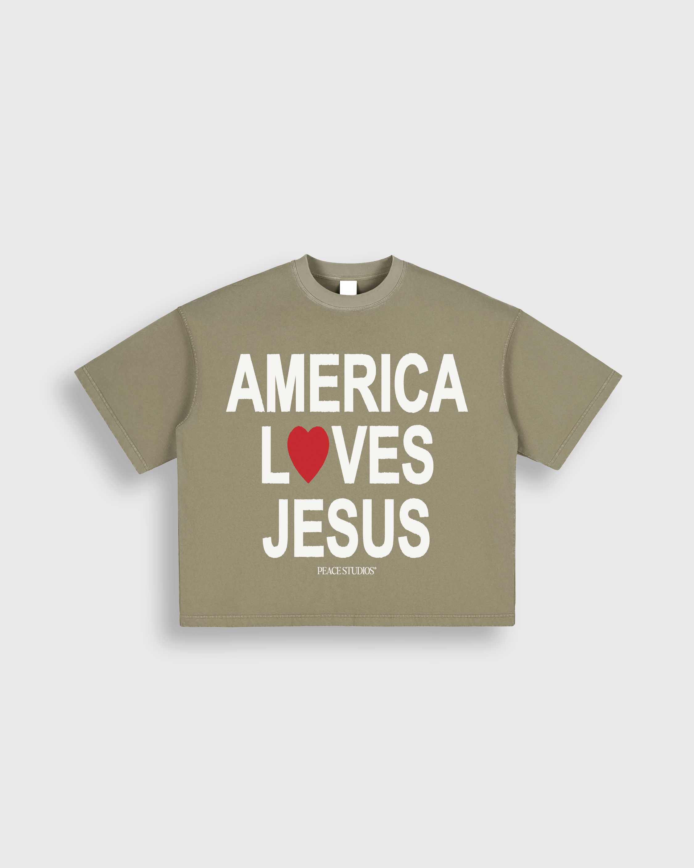 America Loves Jesus Green Vintage Washed Boxy T-Shirt | Peace®
