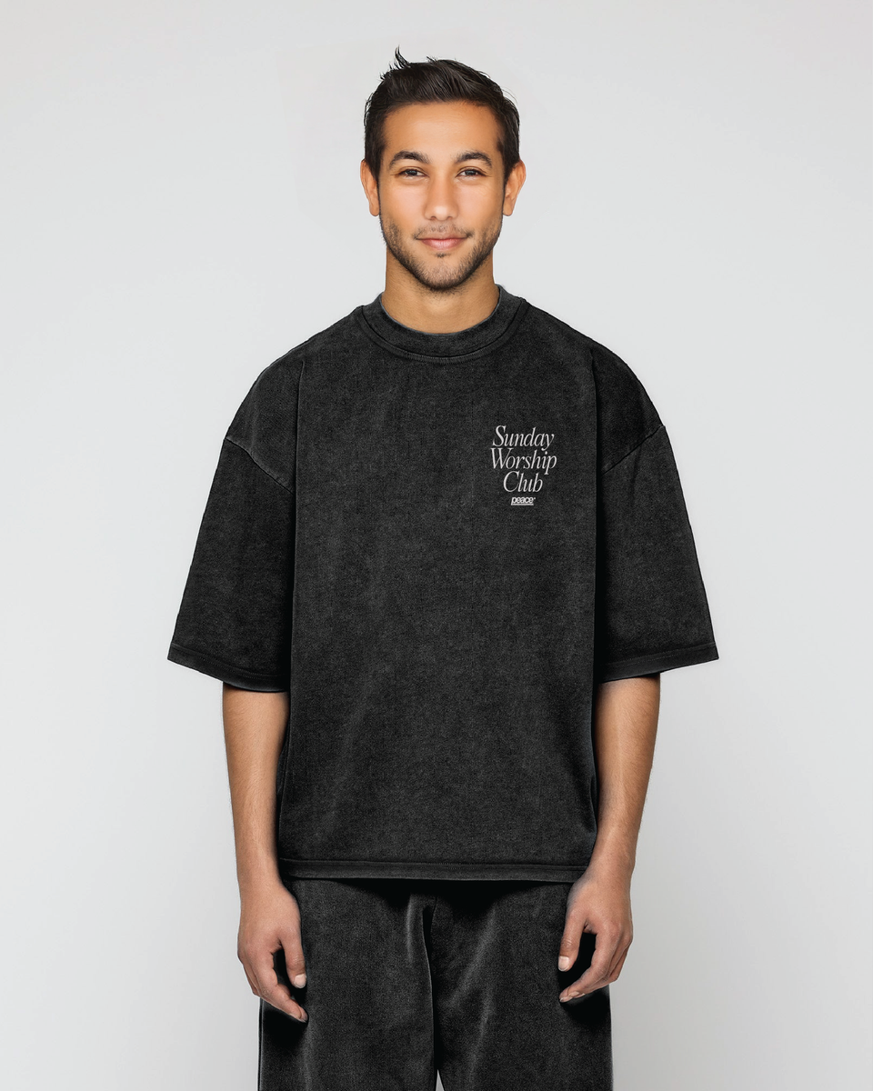 Sunday Worship Club Premium Acid Wash Oversized Heavyweight Tee | Peace®