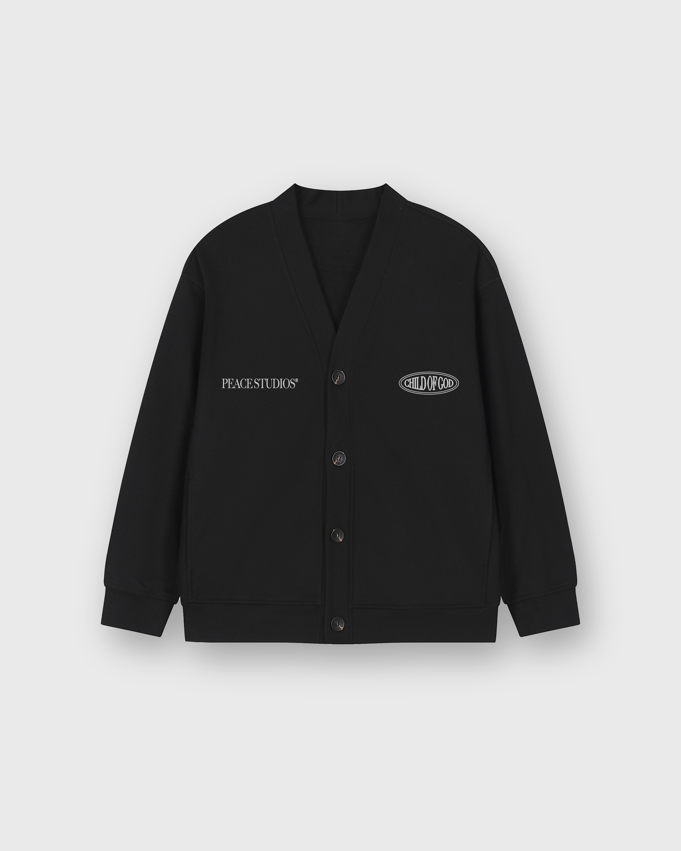 Child of God II Black Essential Heavyweight Sweat Cardigan | Peace®