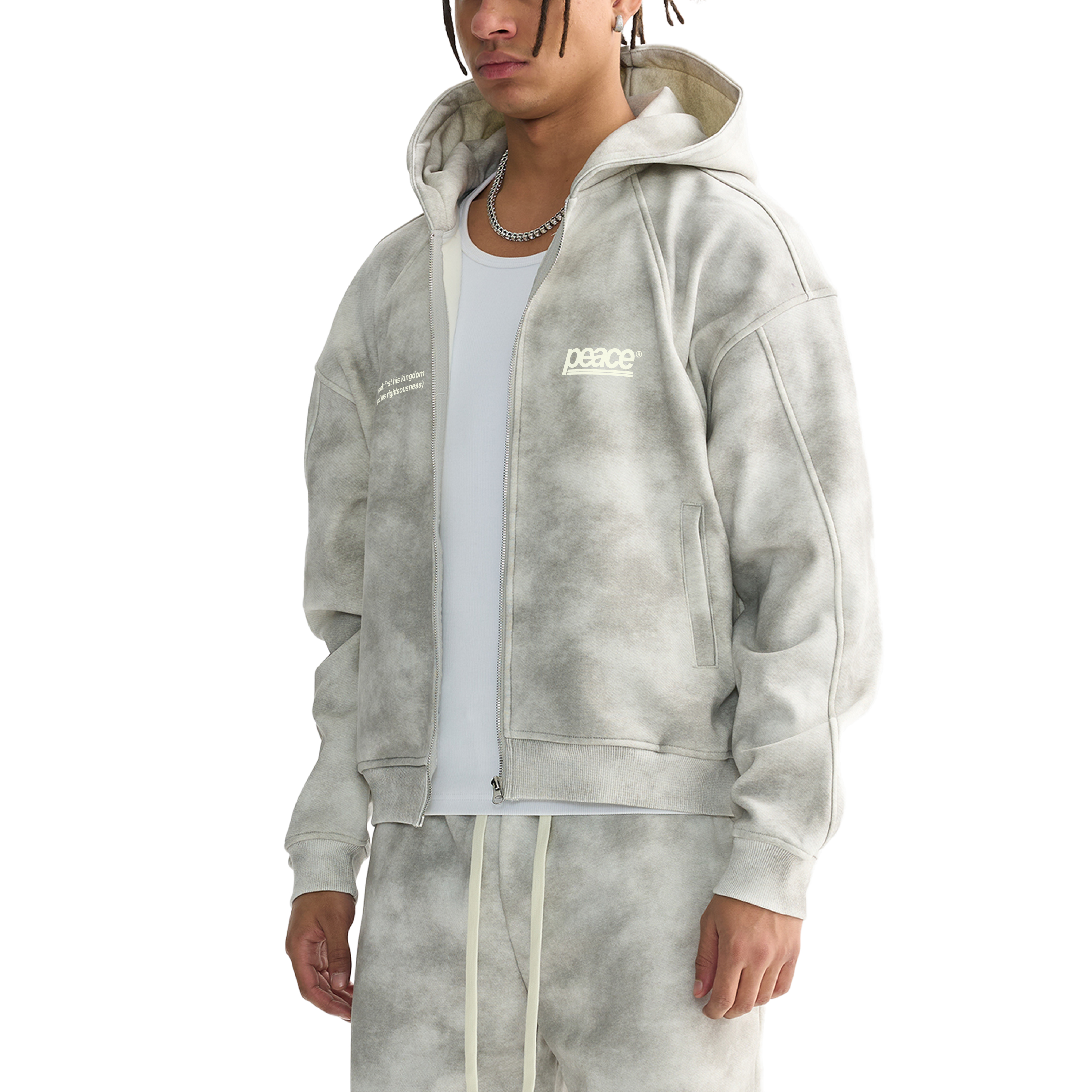 Heaven’s Passion Dirty Washed Boxy Zip-up Fleece Hoodie | Peace® PEACE STORE
