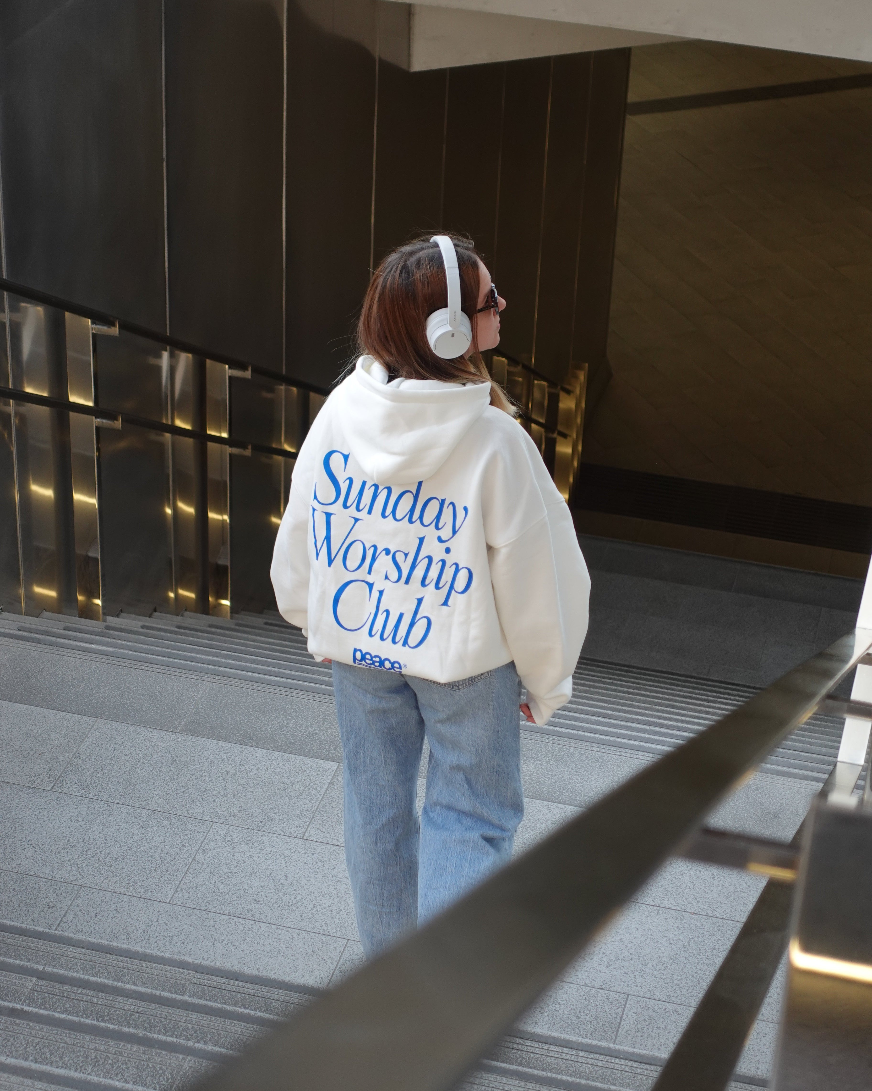Sunday Worship Club - Women’s White Oversized Heavyweight Hoodie | Peace®