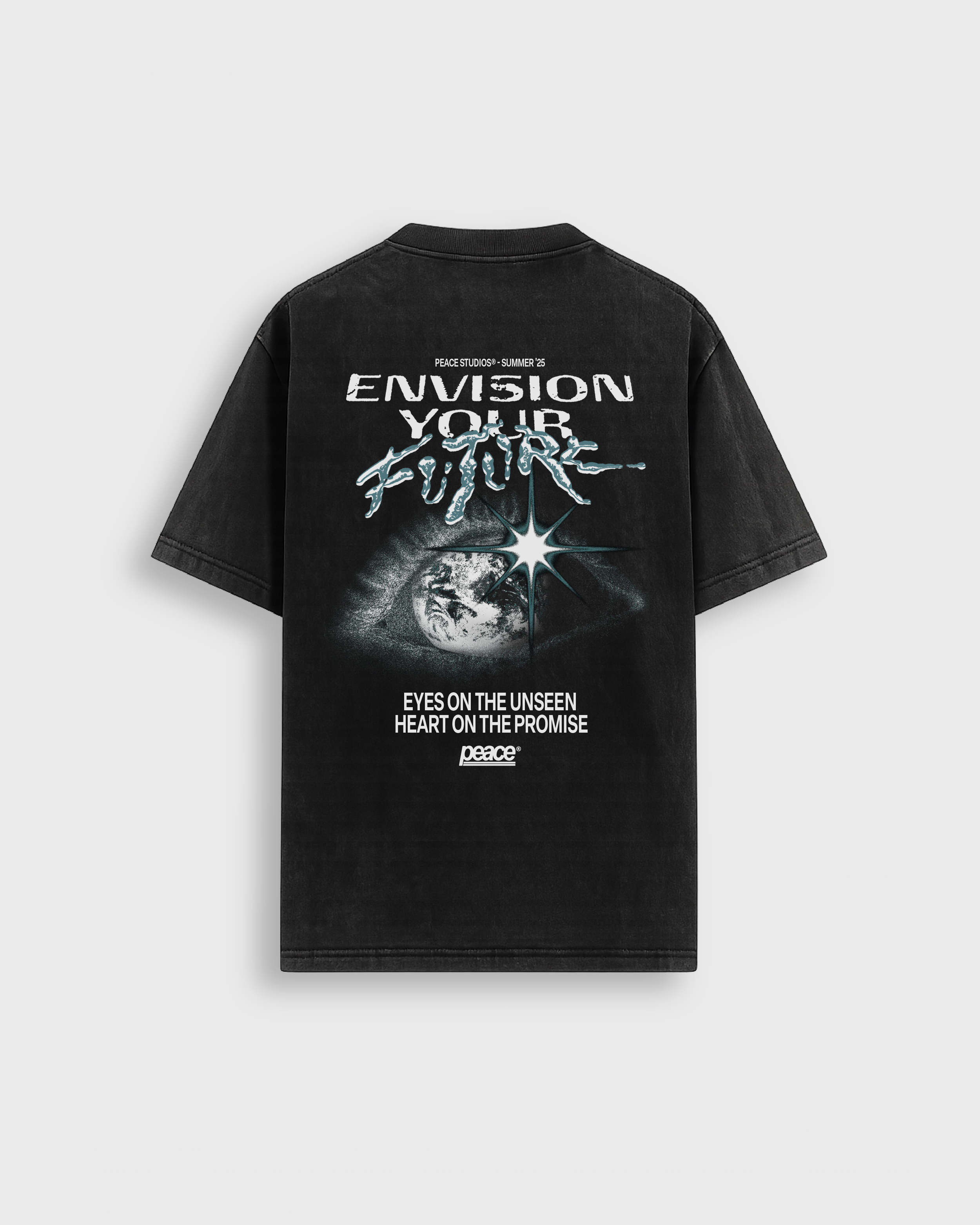 Envision Your Future Black Vintage Heavyweight Loose Fit Tee | Peace®