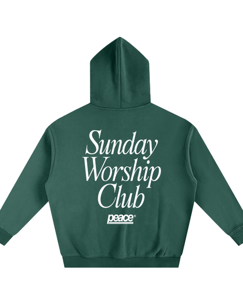 Sunday Worship Club Green Oversized Heavyweight Hoodie | Peace®