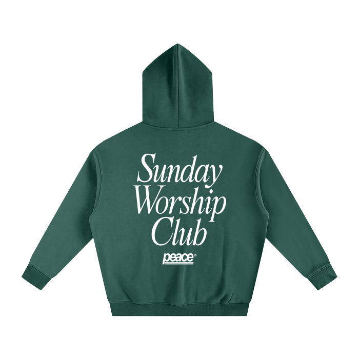 Sunday Worship Club Green Oversized Heavyweight Hoodie | Peace® ODMPOD