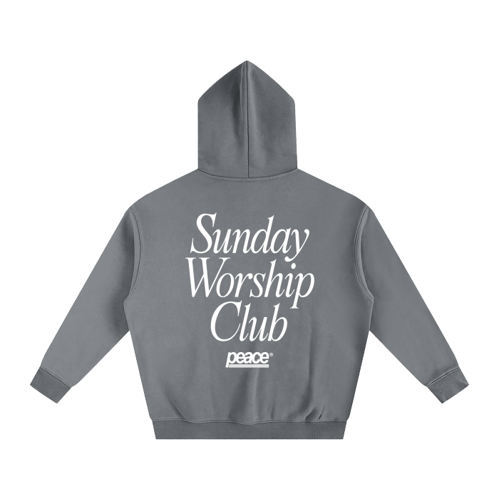 Sunday Worship Club Gray Oversized Heavyweight Hoodie | Peace®