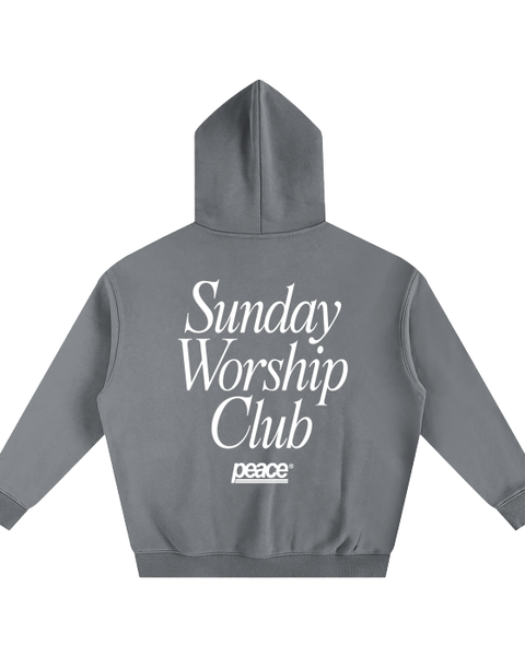 Sunday Worship Club Gray Oversized Heavyweight Hoodie | Peace®