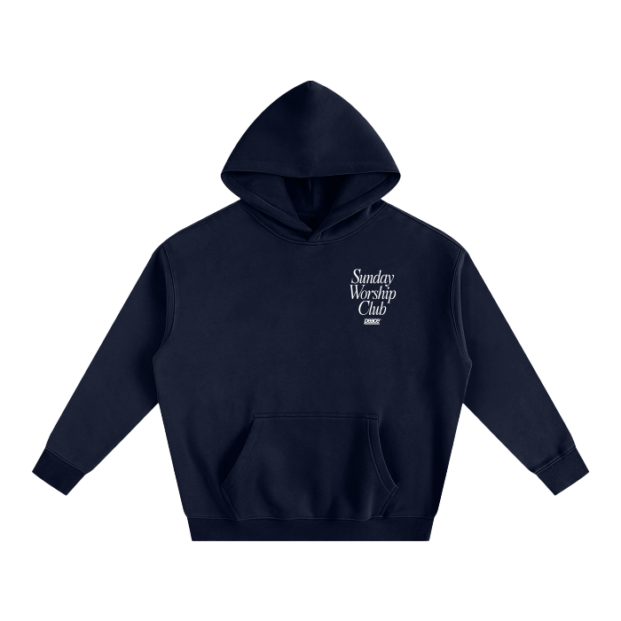 Sunday Worship Club Navy Blue Oversized Heavyweight Hoodie | Peace®