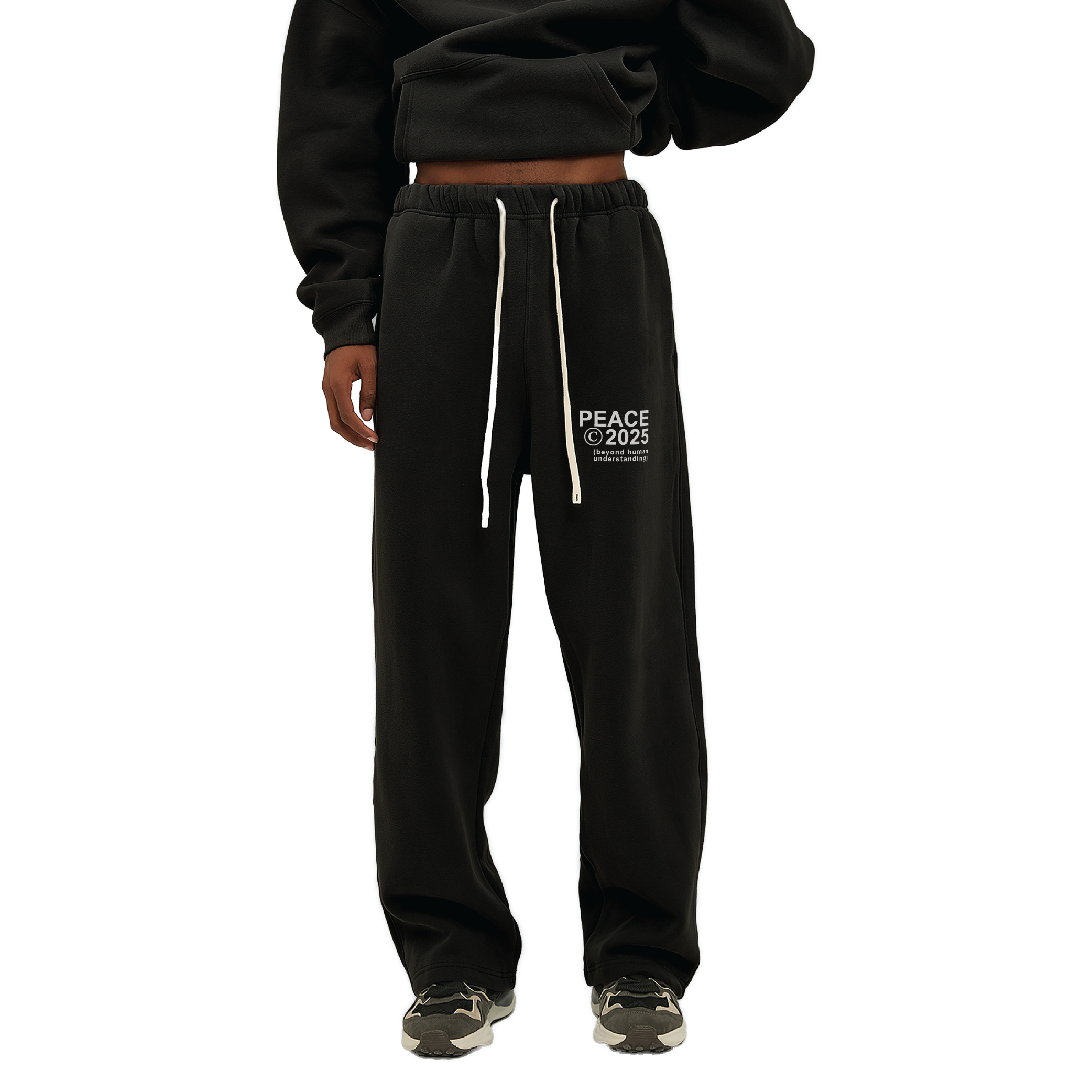 Signature Peace® Black Straight Leg Sweatpants PEACE STORE
