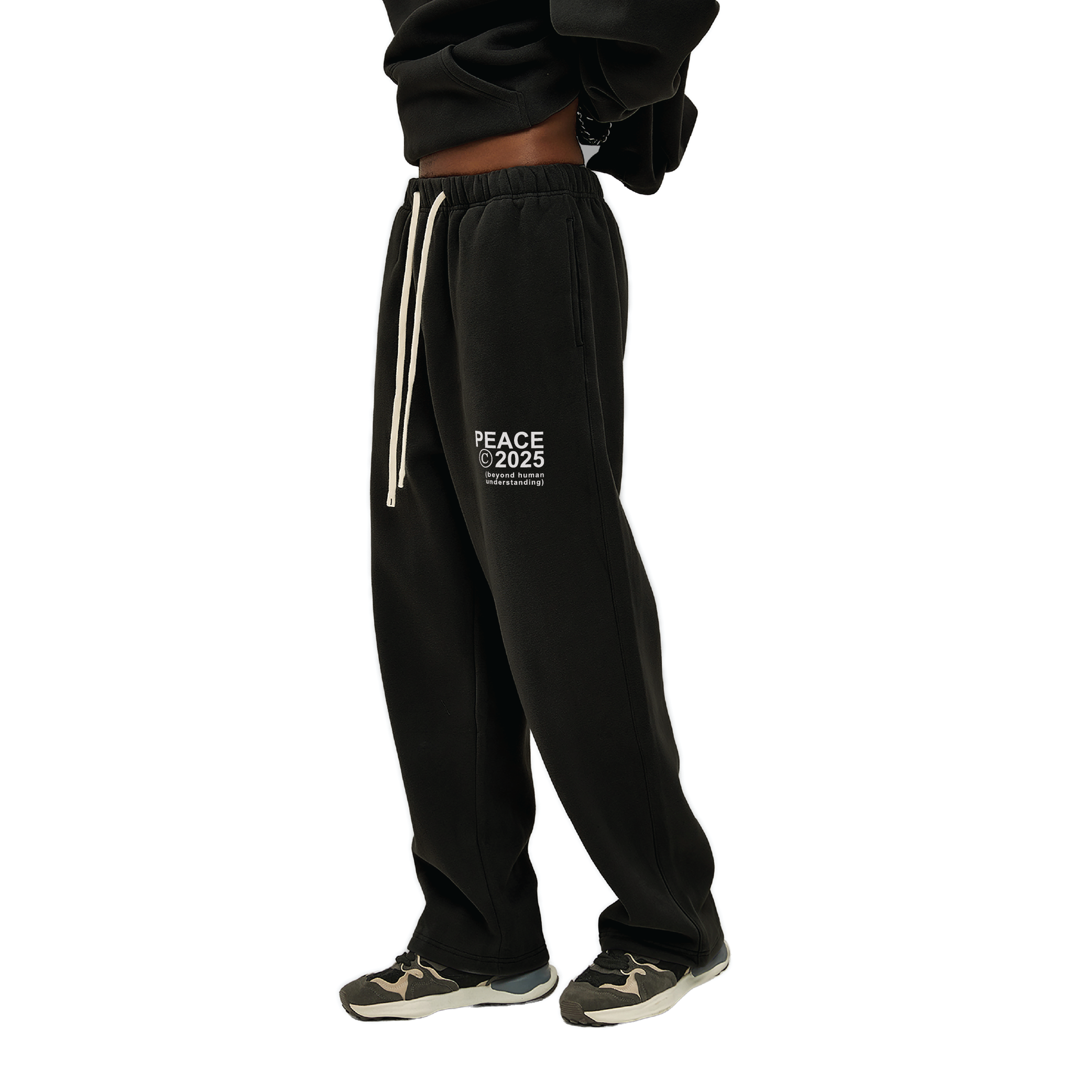 Signature Peace® Black Straight Leg Sweatpants PEACE STORE