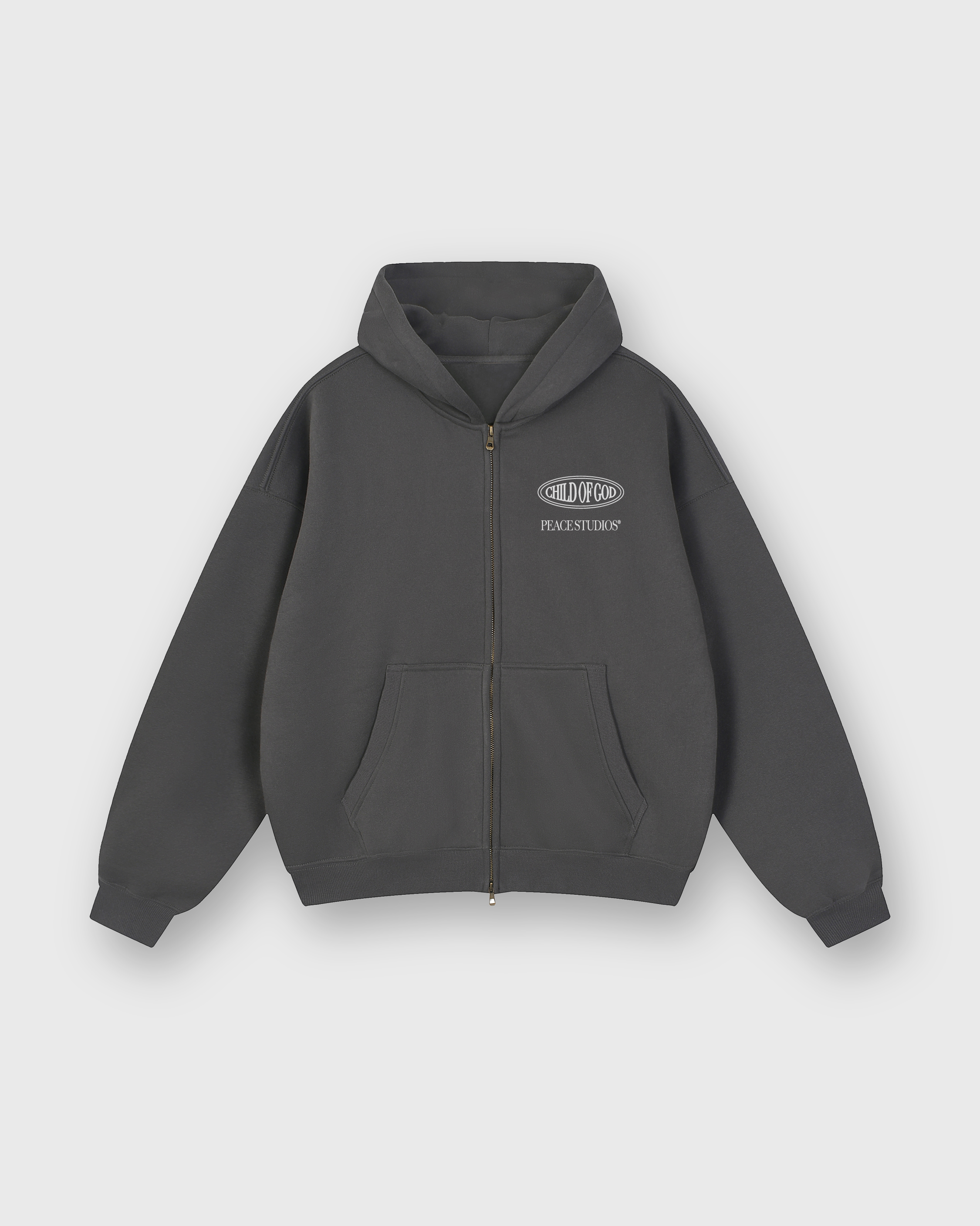 Child of God II Dark Gray Essential Oversized Fleece Boxy Hoodie | Peace®