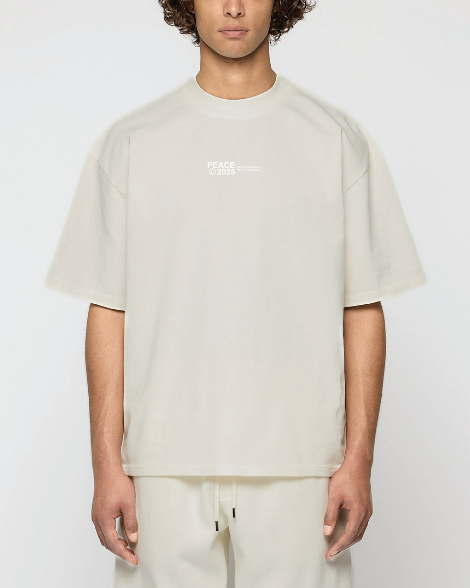 PEACE © 2025 Beige Oversized Heavyweight Tee