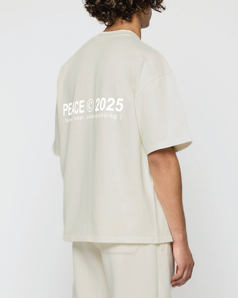 PEACE © 2025 Beige Oversized Heavyweight Tee