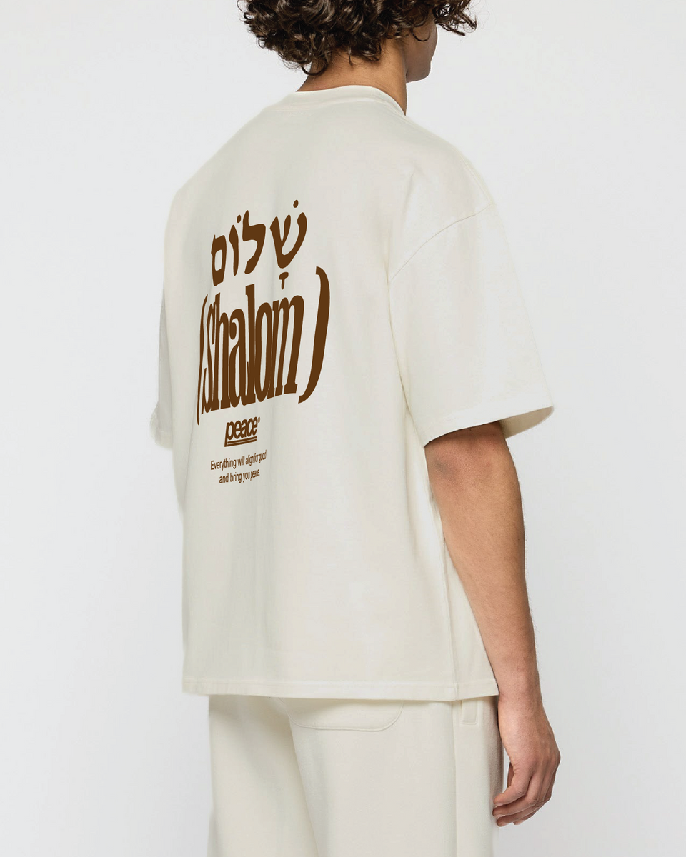 Shalom Official Beige Loose Fit Tee | Peace®