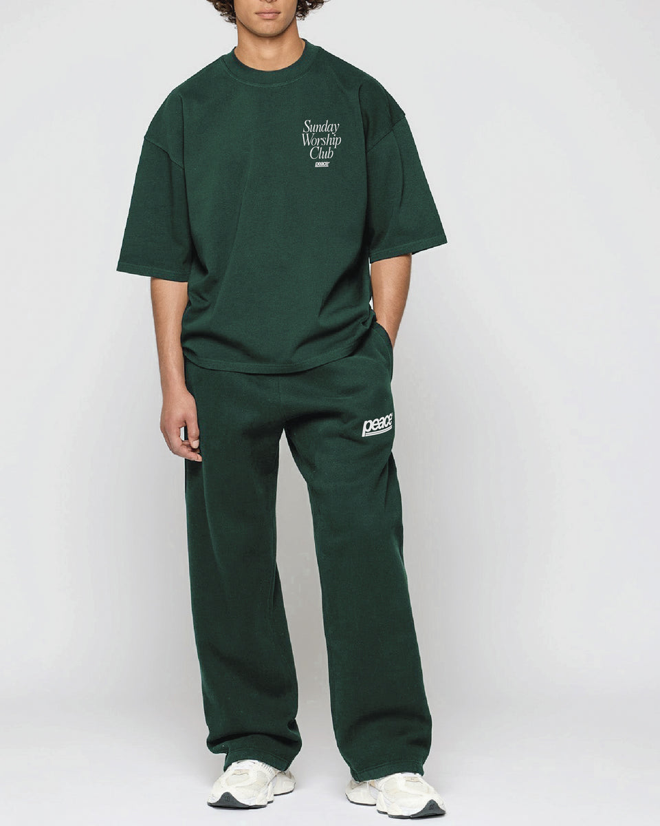 Sunday Worship Club Green Loose Fit Heavyweight Tee | Peace®