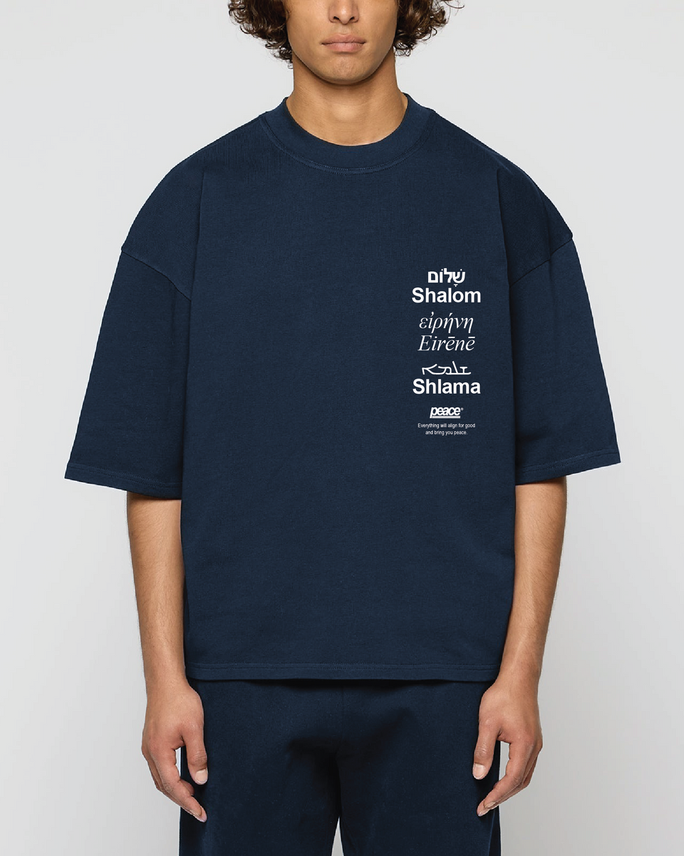 Shalom Basic Blue Loose Fit Tee | Peace®