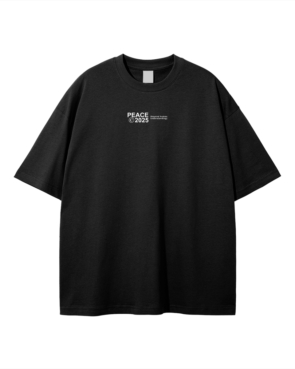 PEACE © 2025 Black Oversized Heavyweight Tee