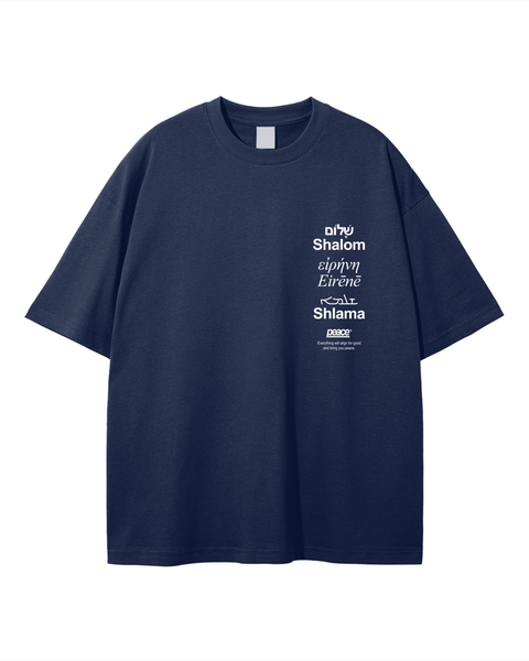 Shalom Basic Blue Loose Fit Tee | Peace®