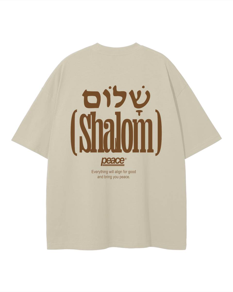 Shalom Official Beige Loose Fit Tee | Peace®