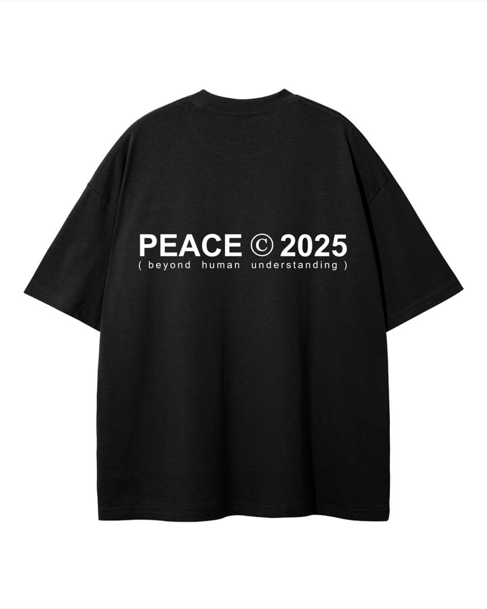 PEACE © 2025 Black Oversized Heavyweight Tee