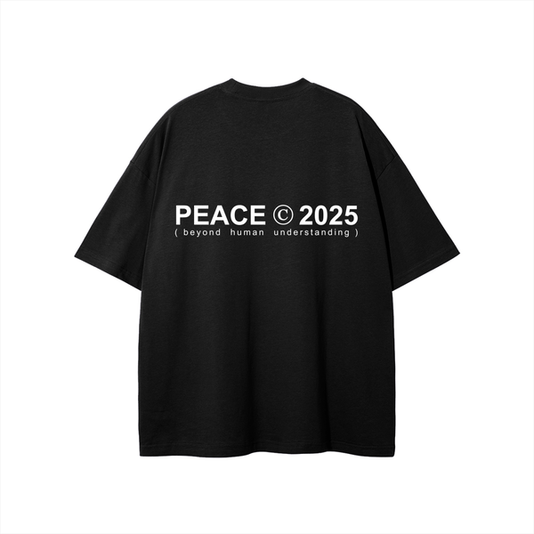 PEACE © 2025 Black Oversized Heavyweight Tee