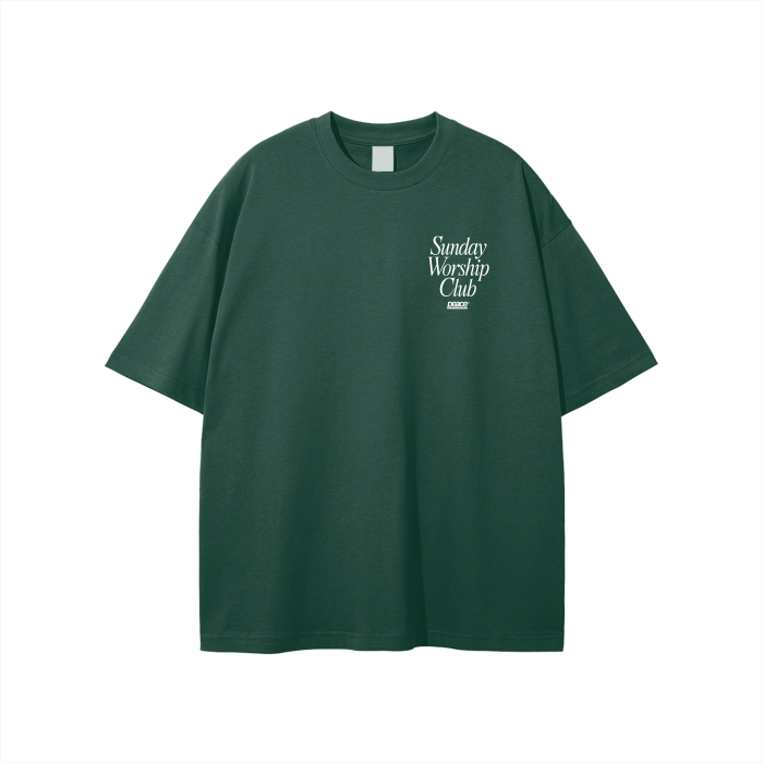 Sunday Worship Club Green Loose Fit Heavyweight Tee | Peace®