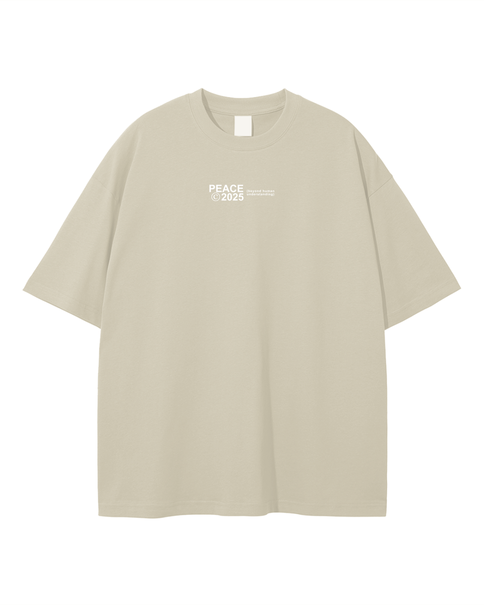 PEACE © 2025 Beige Oversized Heavyweight Tee