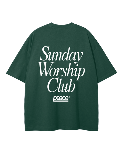 Sunday Worship Club Green Loose Fit Heavyweight Tee | Peace®