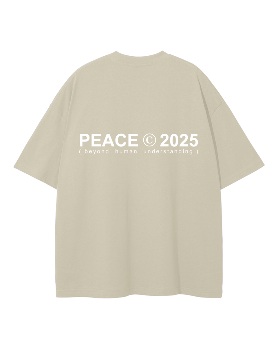 PEACE © 2025 Beige Oversized Heavyweight Tee