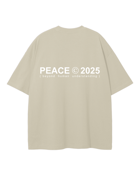 PEACE © 2025 Beige Oversized Heavyweight Tee