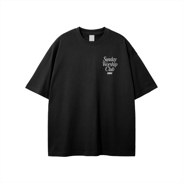 Sunday Worship Club Black Loose Fit Heavyweight Tee | Peace®