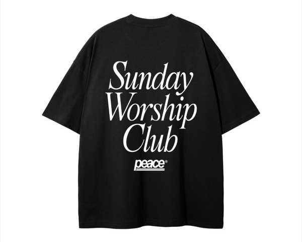 Sunday Worship Club Black Loose Fit Heavyweight Tee | Peace®