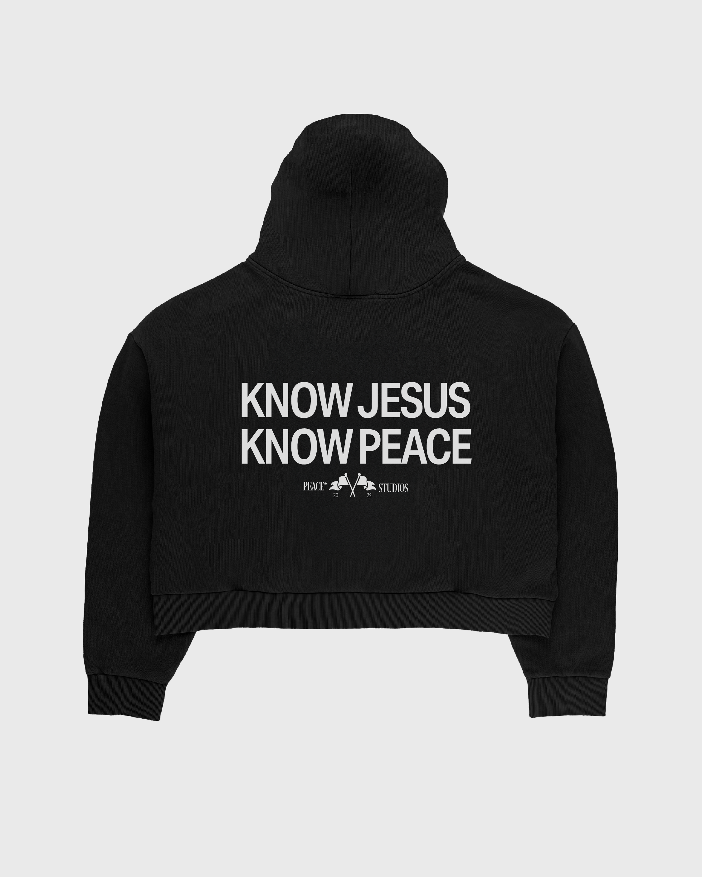 Know Jesus, Know Peace Premium Black Boxy Hoodie | Peace®