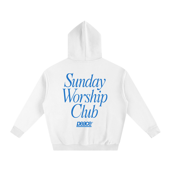 Sunday Worship Club White Oversized Heavyweight Hoodie | Peace®