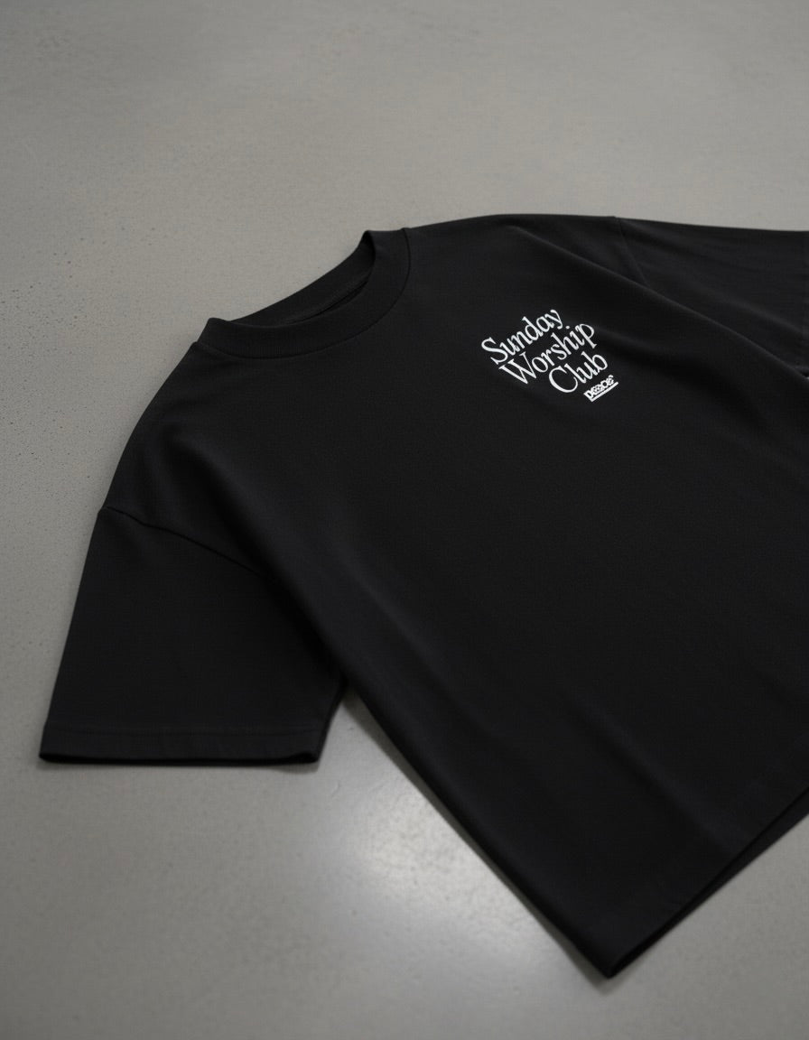Sunday Worship Club Boxy Tee Black | Peace®