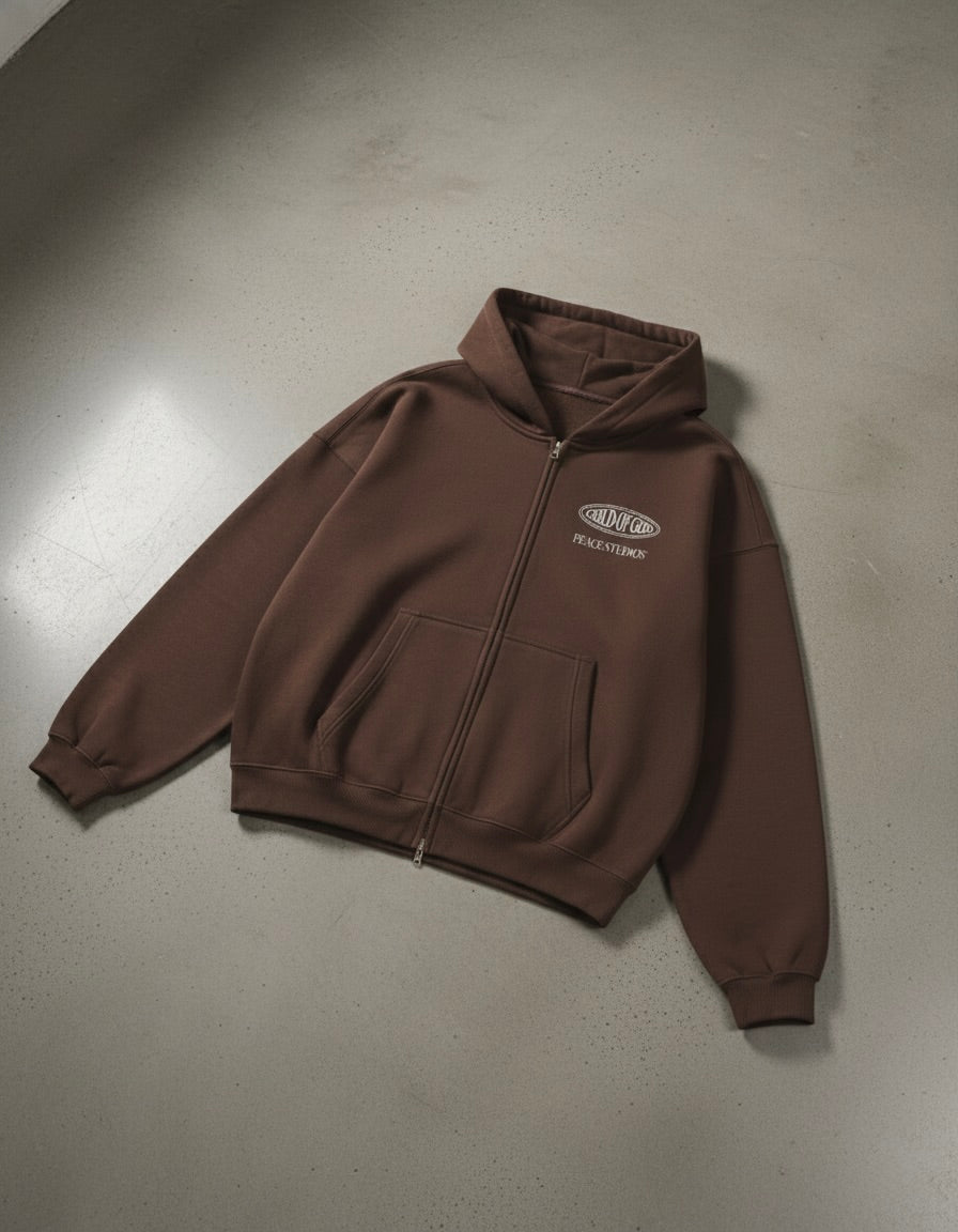 Child of God II Brown Essential Oversized Fleece Boxy Hoodie | Peace®