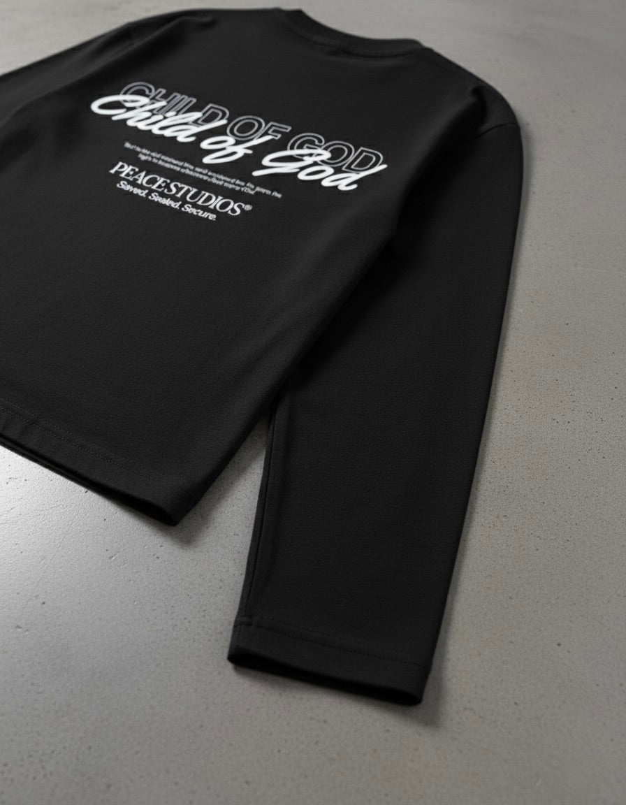 Child of God Longsleeve Loose Fit Tee Black | Peace®