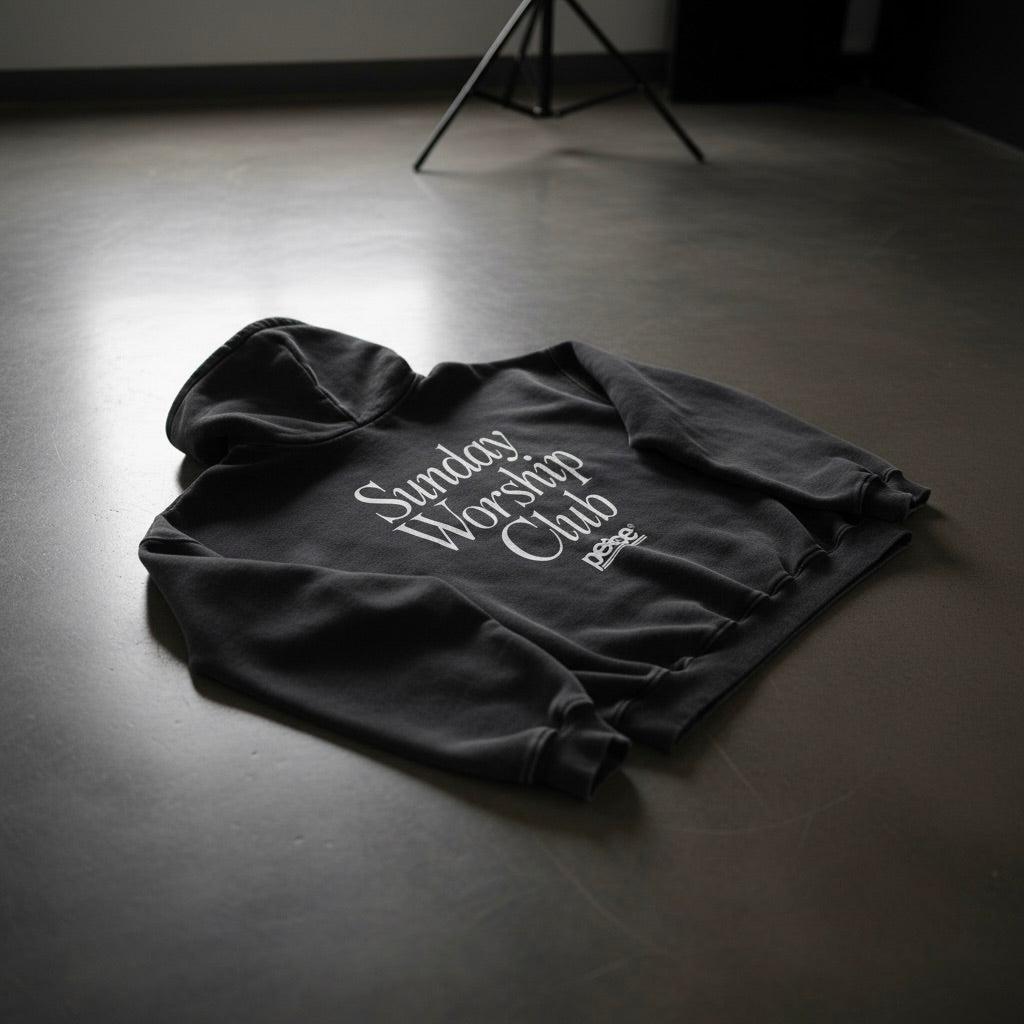 Sunday Worship Club Premium Black Acid Washed Oversized Hoodie | Peace®